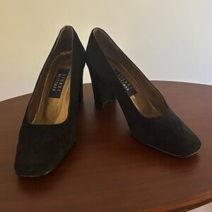 Stuart Weitzman Black Suede Block Heel Pumps